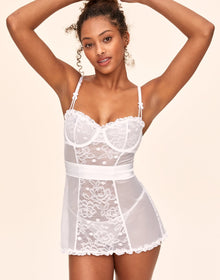 Adore Me Etty Babydoll & G-String Set in color Bright White and shape babydoll
