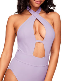 Adore Me Brinlee One-Piece in color Pastel Lilac and shape one piece
