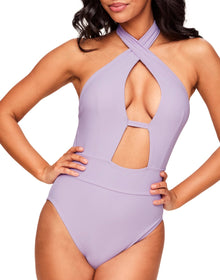 Adore Me Brinlee One-Piece in color Pastel Lilac and shape one piece