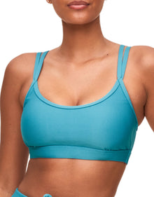 Adore Me Remy Rib Bra Ribbed Sports Bra in color Delphinium Blue and shape sports bra