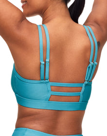 Adore Me Remy Rib Bra Ribbed Sports Bra in color Delphinium Blue and shape sports bra