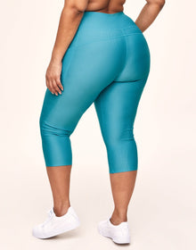 Adore Me Remy Rib Lace-Up Crop Ribbed Crop Bottoms in color Delphinium Blue and shape legging