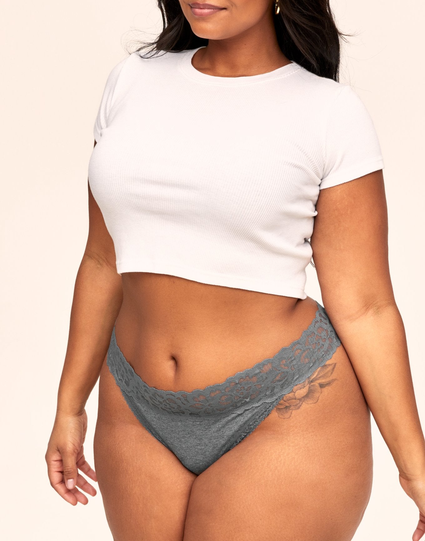Adore Me Kourtney Cotton Pack Thong Panties (Pack of 3) in color Multi-GBW and shape thong