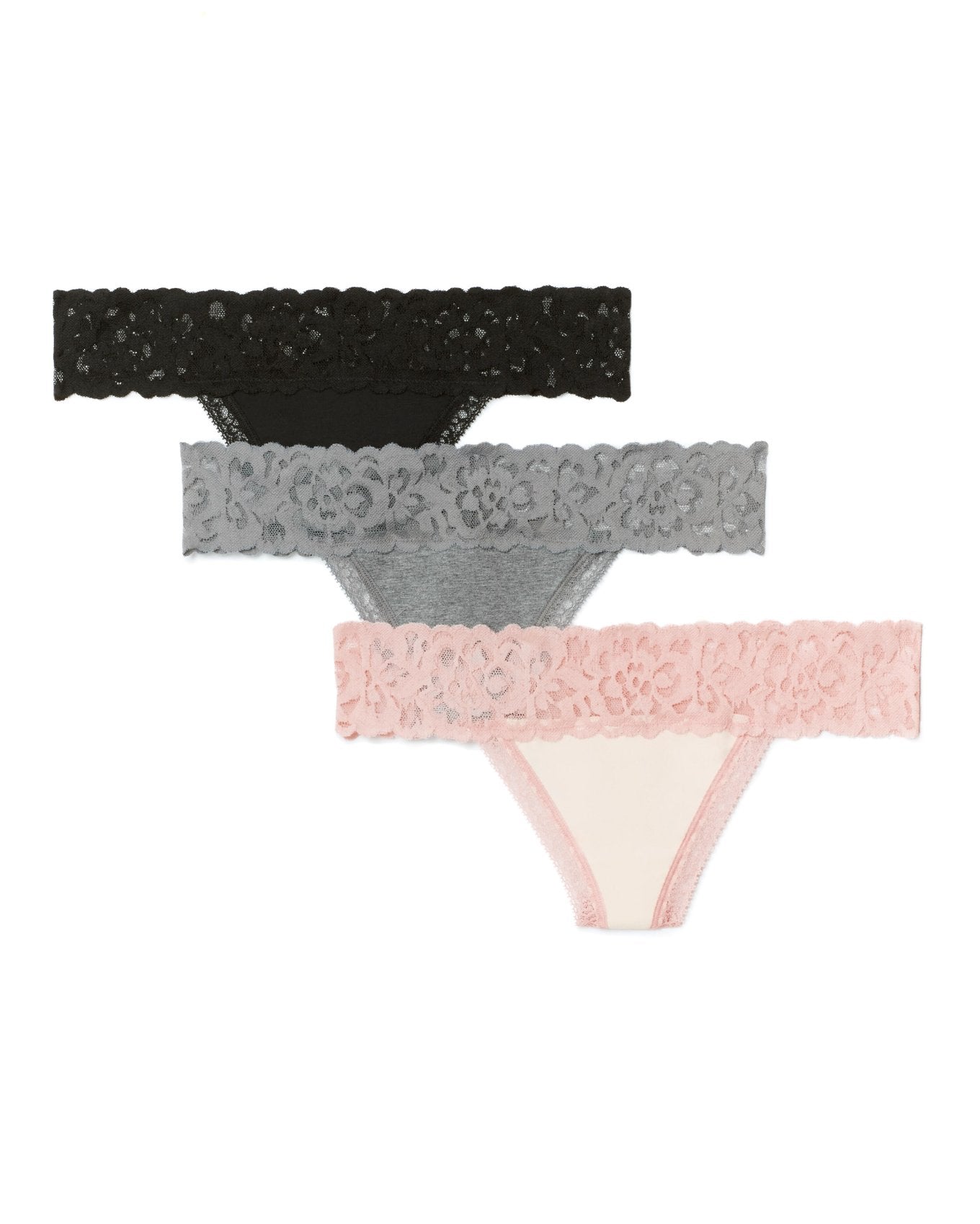 Adore Me Kourtney Cotton Pack Thong Panties (Pack of 3) in color Multi-GBW and shape thong