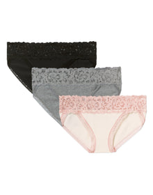 Adore Me Joanie Cotton Pack Bikini Panties (Pack of 3) in color Multi-GBW and shape bikini