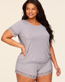 Adore Me Charli T-Shirt & Short Set in color Raindrops and shape pj
