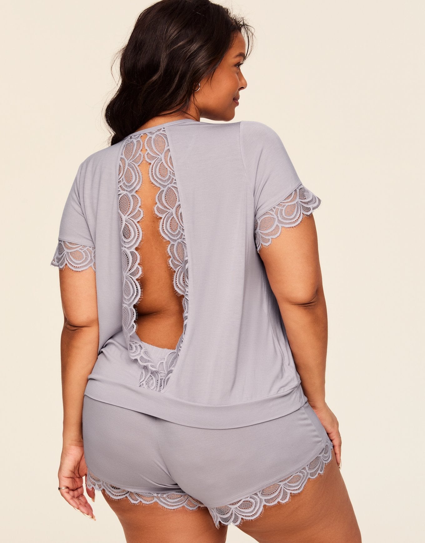Adore Me Charli T-Shirt & Short Set in color Raindrops and shape pj
