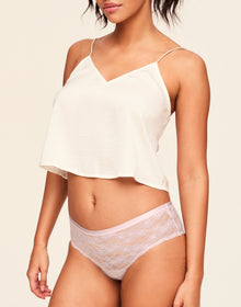 Adore Me Deirdre Lace Cheeky in color Mauve Chalk and shape cheeky