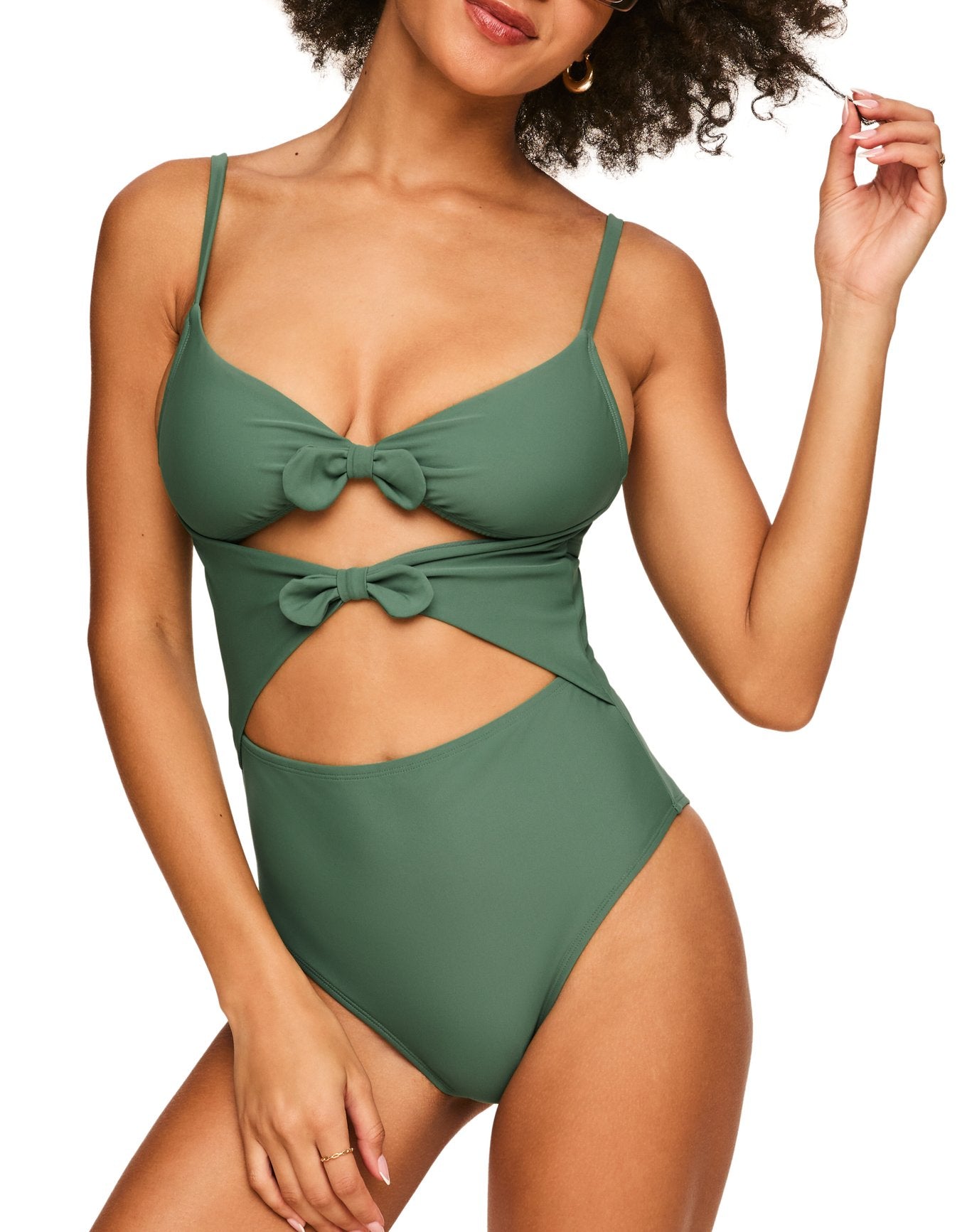 Adore Me Morgan One-Piece in color Dark Ivy and shape one piece