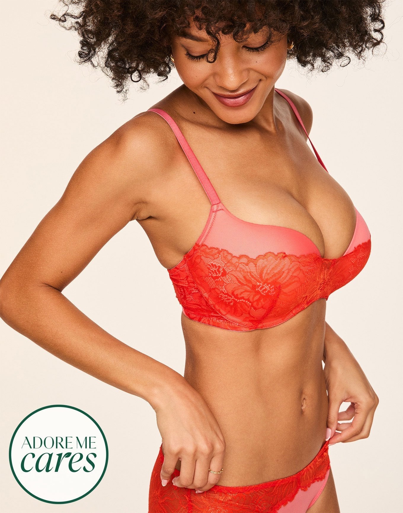 Adore Me Cyla in color Cherry Tomato and shape plunge