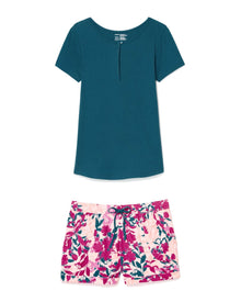 Adore Me Jacquelyn T-Shirt & Shorts Set in color Blooming Botanical C05 and shape pj