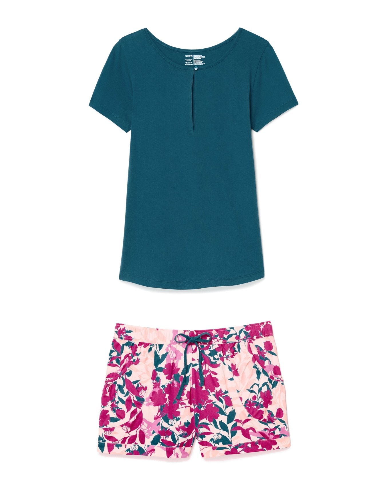 Adore Me Jacquelyn T-Shirt & Shorts Set in color Blooming Botanical C05 and shape pj