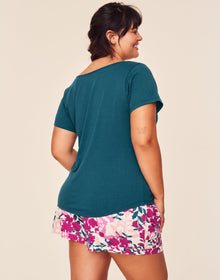 Adore Me Jacquelyn T-Shirt & Shorts Set in color Blooming Botanical C05 and shape pj