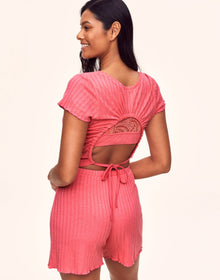 Adore Me Lilliana T-Shirt & Short Set in color Sunkist Coral and shape pj