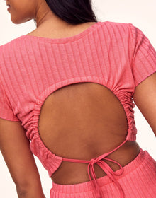Adore Me Lilliana T-Shirt & Short Set in color Sunkist Coral and shape pj