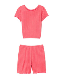 Adore Me Lilliana T-Shirt & Short Set in color Sunkist Coral and shape pj