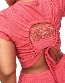 Adore Me Lilliana T-Shirt & Short Set in color Sunkist Coral and shape pj