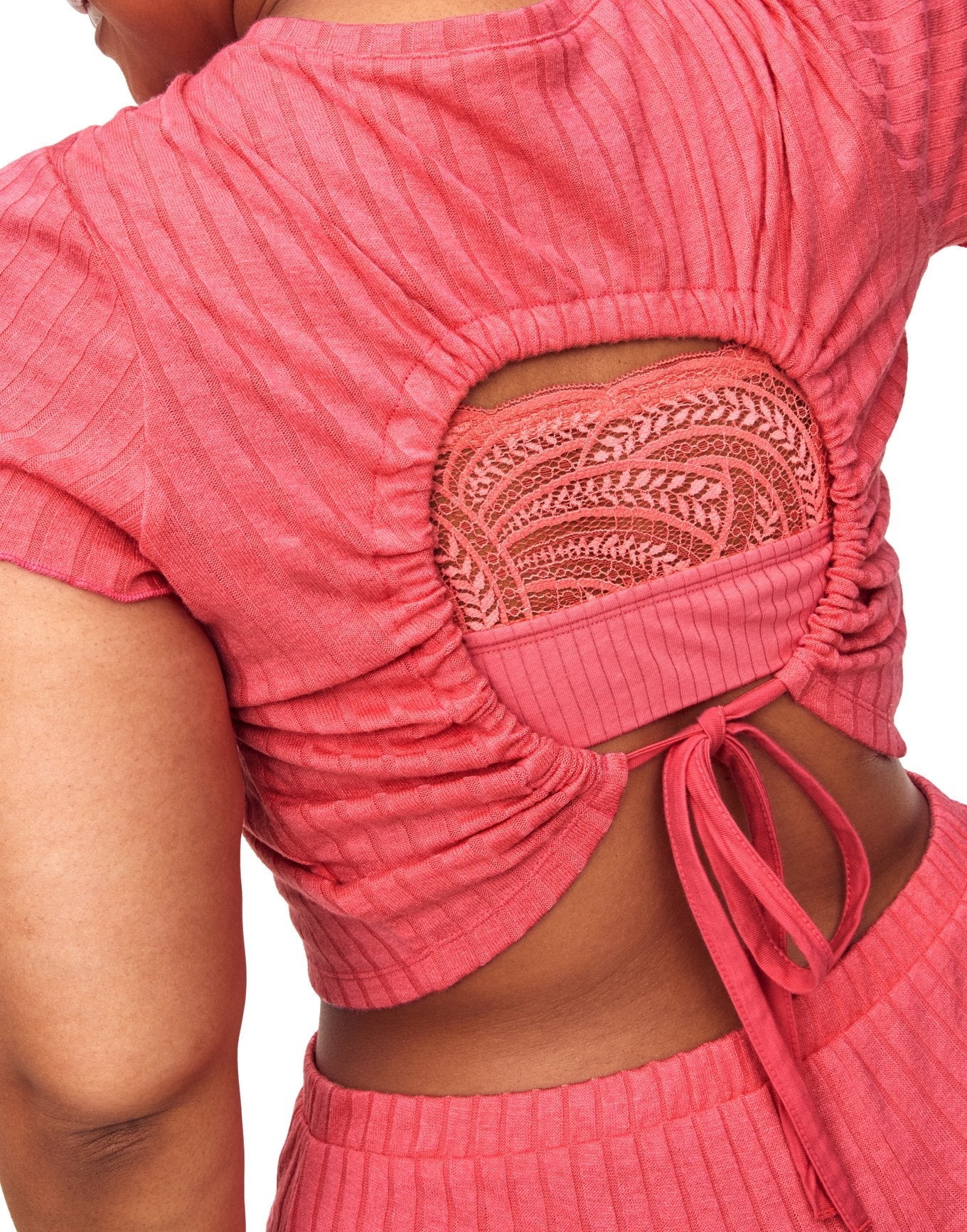 Adore Me Lilliana T-Shirt & Short Set in color Sunkist Coral and shape pj