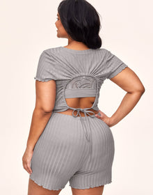 Adore Me Lilliana T-Shirt & Shorts Set in color Alloy and shape pj