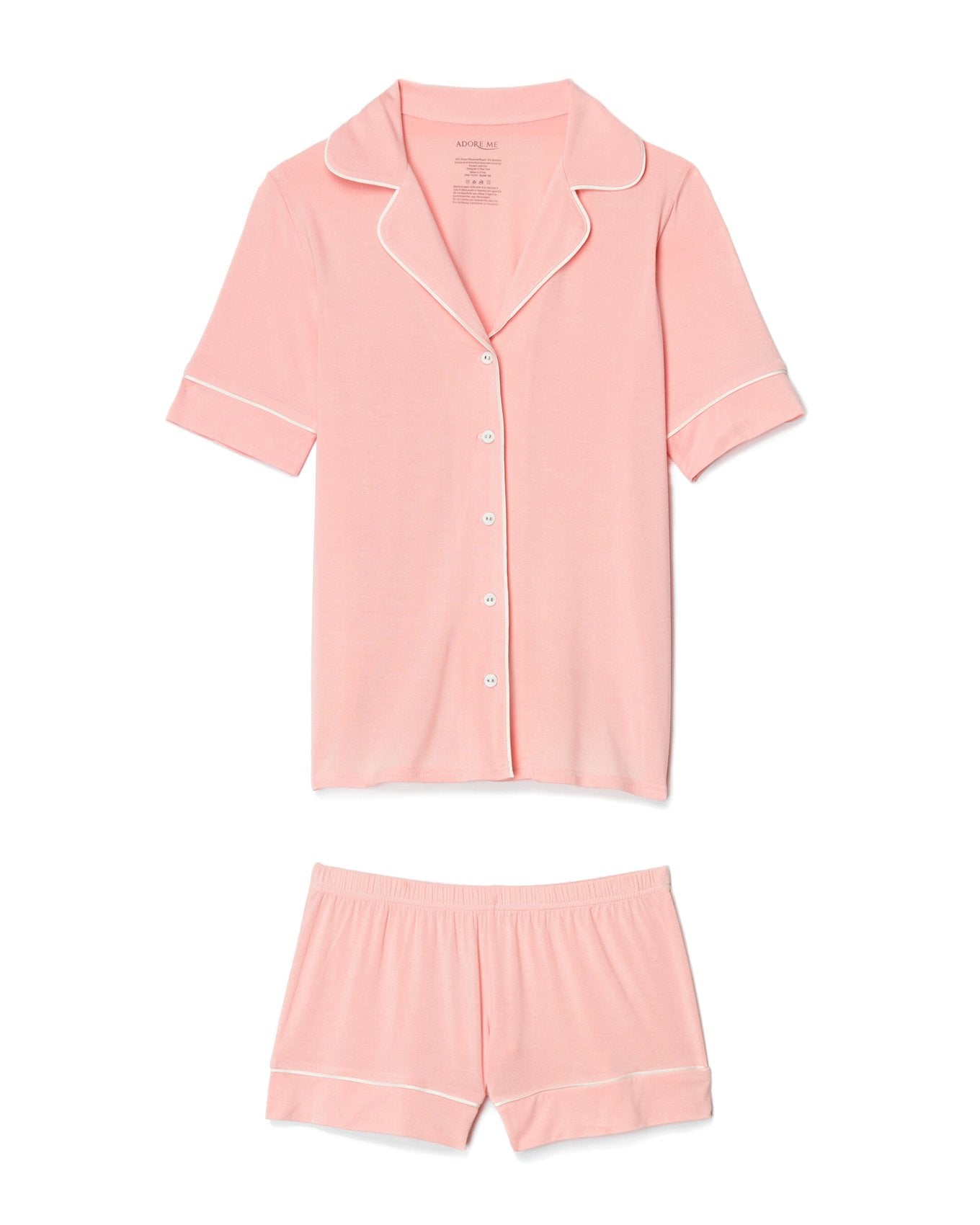Adore Me Jayney Knit Short PJ Set in color Seashell Pink and shape pj