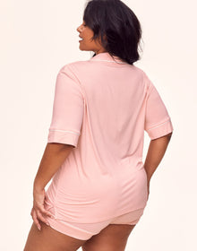 Adore Me Jayney Knit Short PJ Set in color Seashell Pink and shape pj