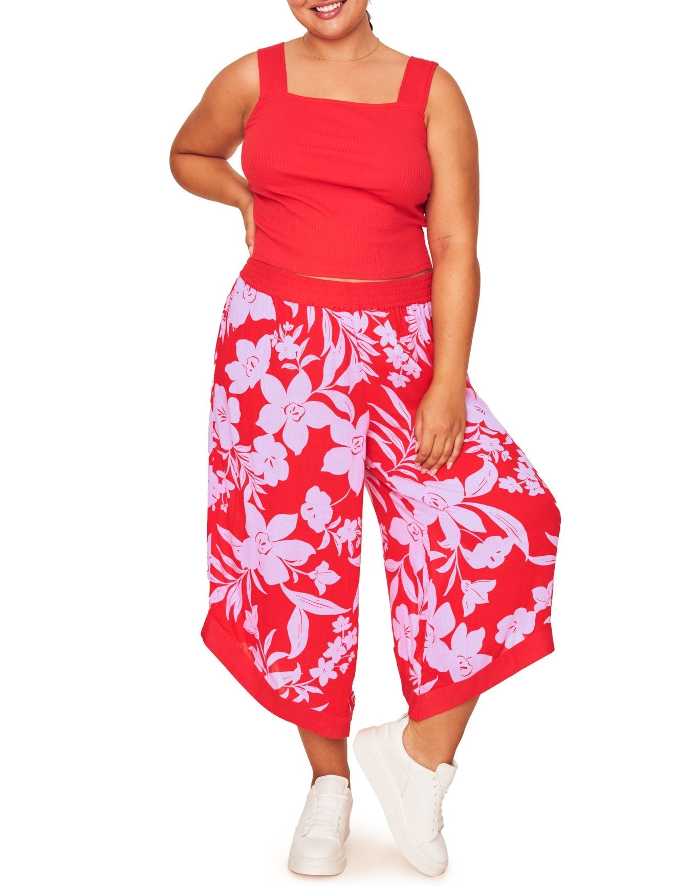 Adore Me Evi Tank & Pants Set in color Bold Botanicals C01 and shape pj
