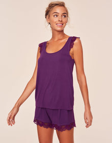 Adore Me Alaina Tank Top & Shorts Set in color Plum and shape pj
