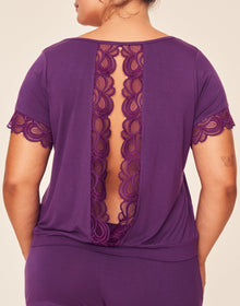 Adore Me Charli T-Shirt & Short Set in color Plum and shape pj
