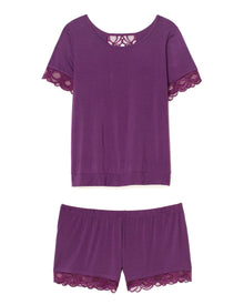 Adore Me Charli T-Shirt & Short Set in color Plum and shape pj