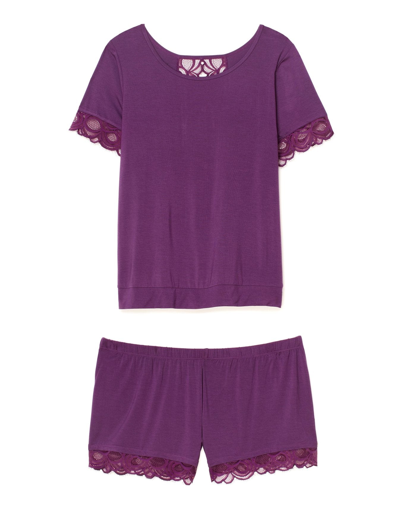 Adore Me Charli T-Shirt & Short Set in color Plum and shape pj