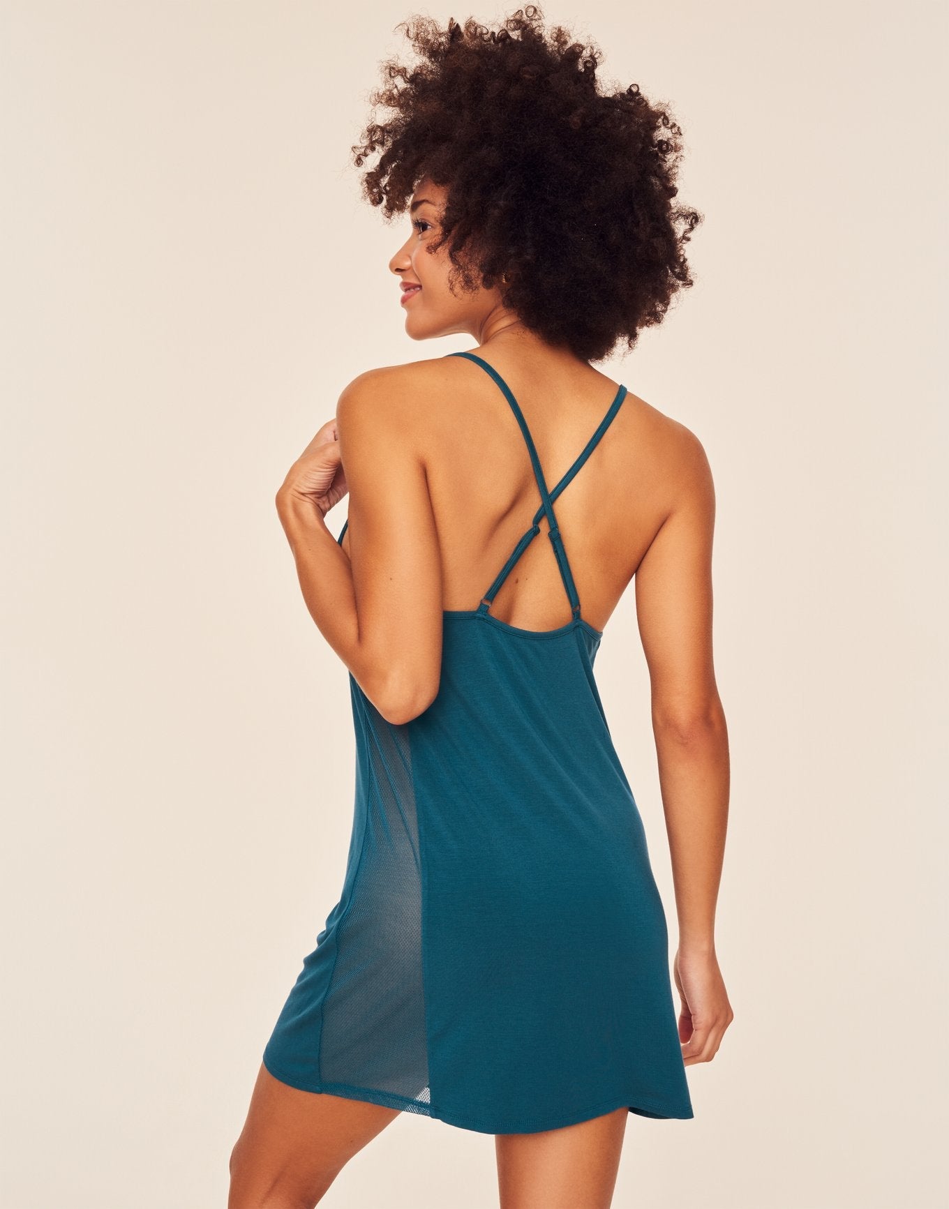 Adore Me Monika Slip in color Blue Coral and shape slip