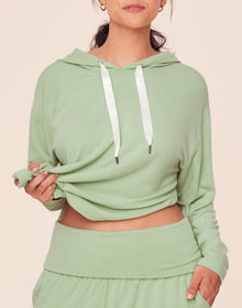 Adore Me Jilianne Cropped Hoodie in color Celadon Green and shape hoodie