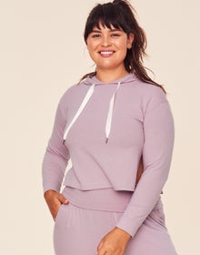 Adore Me Jilianne Cropped Hoodie in color Dawn Pink and shape hoodie