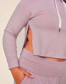 Adore Me Jilianne Cropped Hoodie in color Dawn Pink and shape hoodie