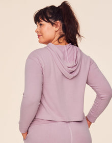 Adore Me Jilianne Cropped Hoodie in color Dawn Pink and shape hoodie
