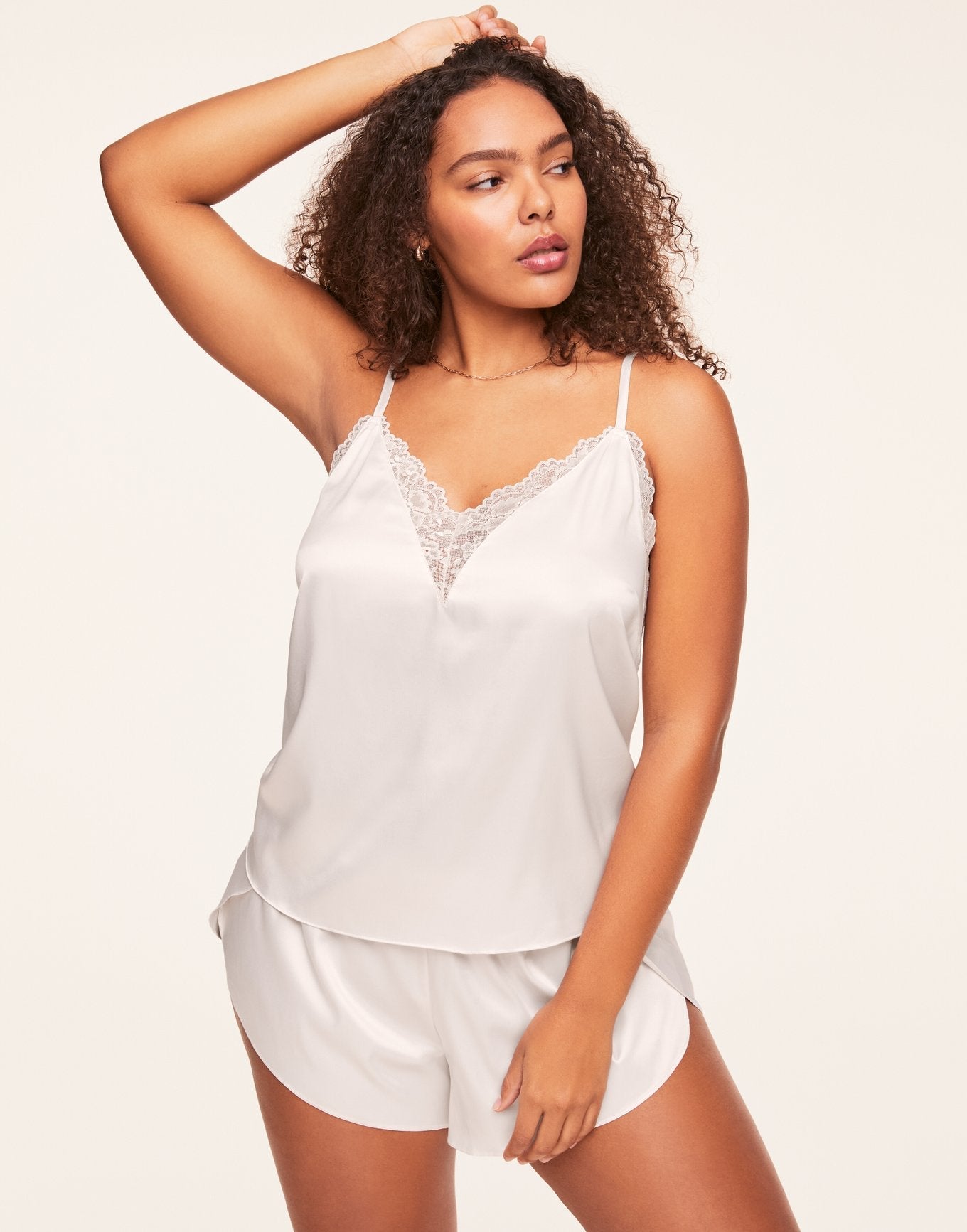 Adore Me Lainey Camisole & Short Set in color Sea Salt and shape pj