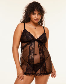 Adore Me Dixi Babydoll in color Jet Black and shape babydoll
