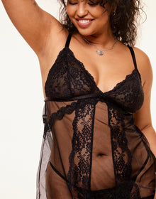 Adore Me Dixi Babydoll in color Jet Black and shape babydoll