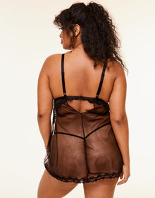 Adore Me Dixi Babydoll in color Jet Black and shape babydoll