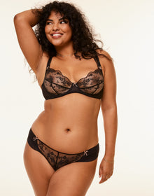 Adore Me Clera Unlined Bra in color Jet Black and shape demi