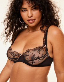 Adore Me Clera Unlined Bra in color Jet Black and shape demi