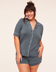 Adore Me Jayney Knit Short PJ set in color Stormy Weather and shape pj