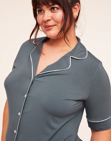 Adore Me Jayney Knit Short PJ set in color Stormy Weather and shape pj