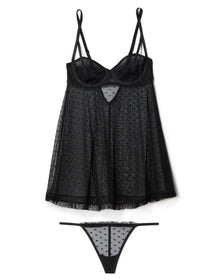 Adore Me Aubrey Unlined Babydoll in color Jet Black and shape babydoll