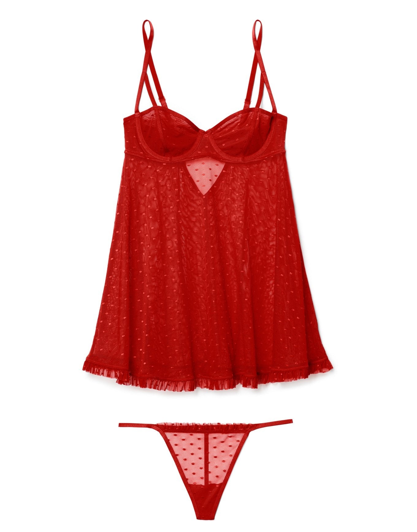Adore Me Aubrey Unlined Babydoll & G-String Set in color Molten Lava and shape babydoll