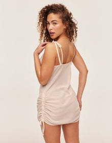 Adore Me Raluca Slip Dress in color Pastel Rose Tan and shape slip