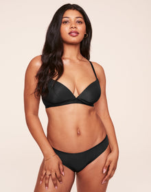 Adore Me Elora Wireless Push Up Plunge in color Jet Black and shape plunge