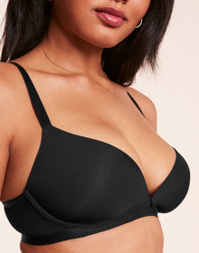 Adore Me Elora Wireless Push Up Plunge in color Jet Black and shape plunge
