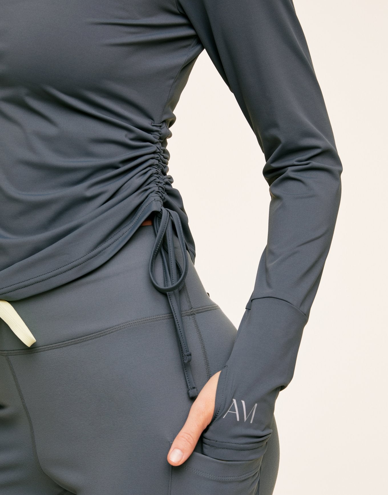 Adore Me Layne Longsleeve Long Sleeve Active Shirt in color Stormy Weather and shape long sleeve tee