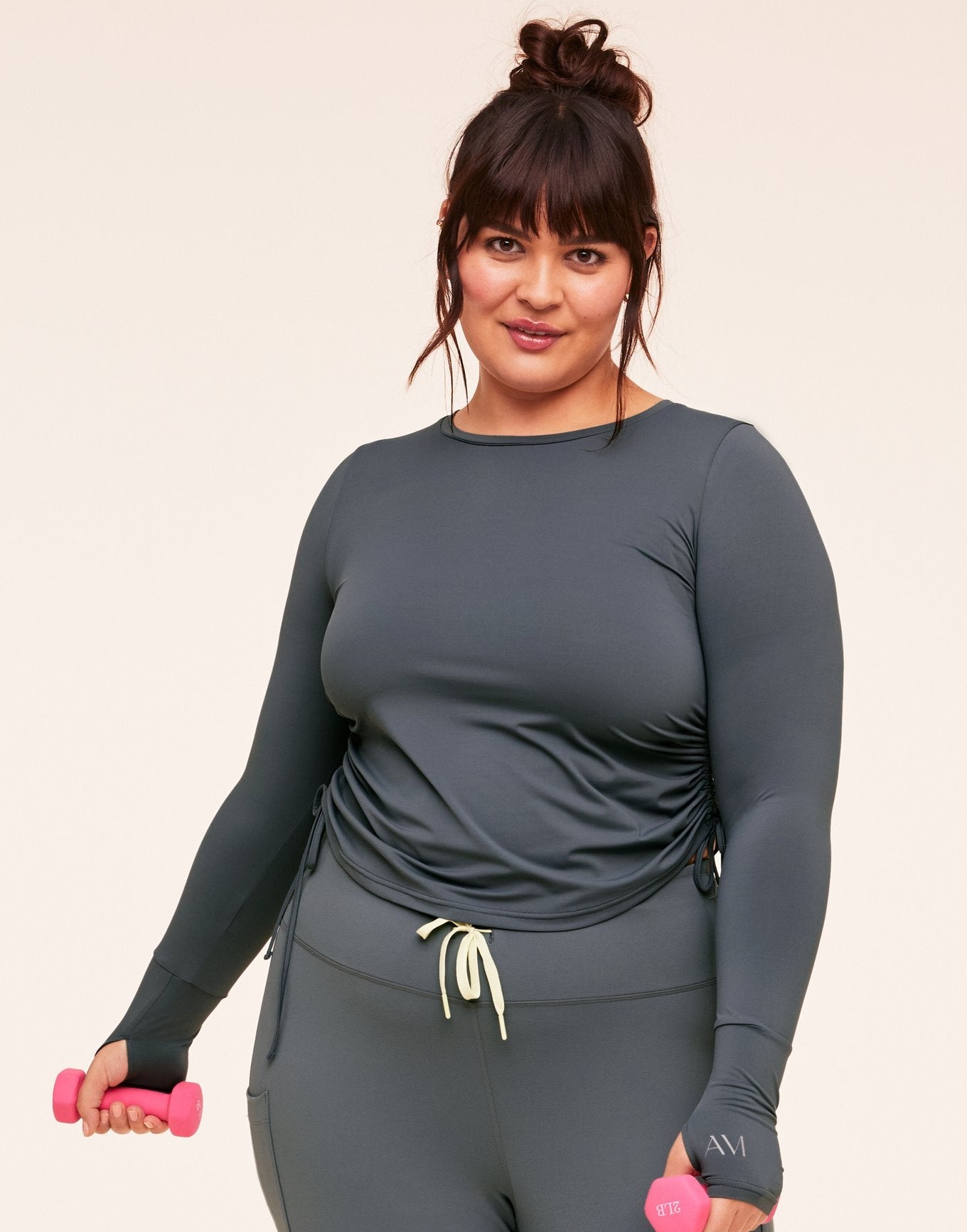 Adore Me Layne Longsleeve Long Sleeve Active Shirt in color Stormy Weather and shape long sleeve tee
